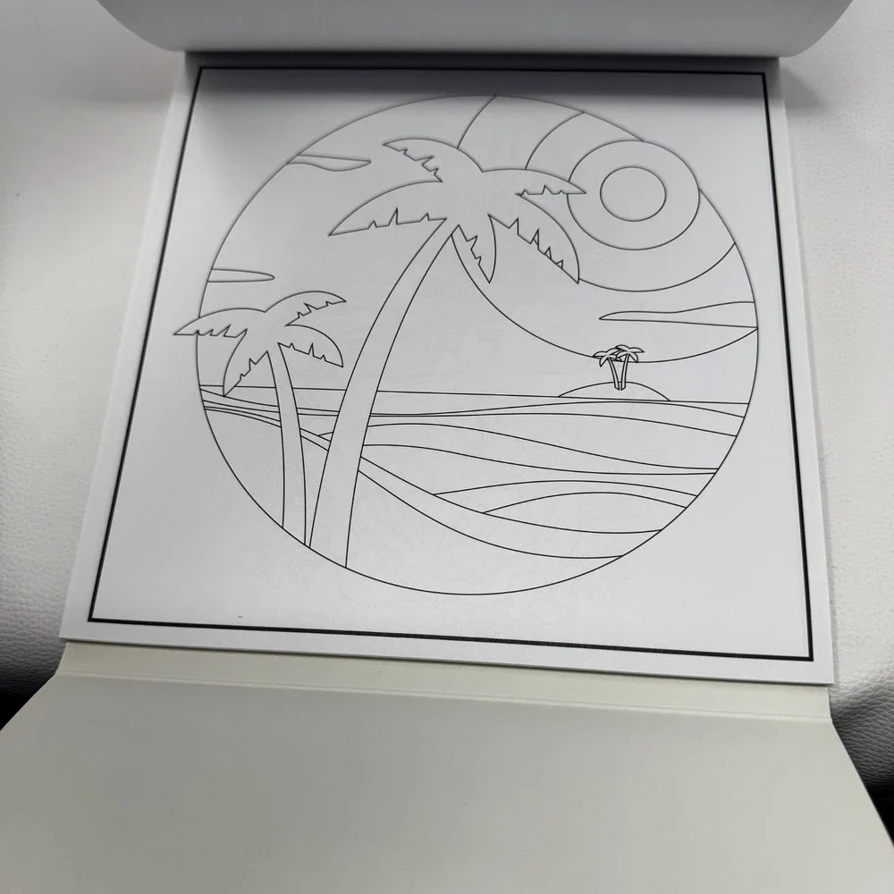 Island Breeze Adult Coloring Book w/24 Color Pencils Sharpener Detachable Sheets